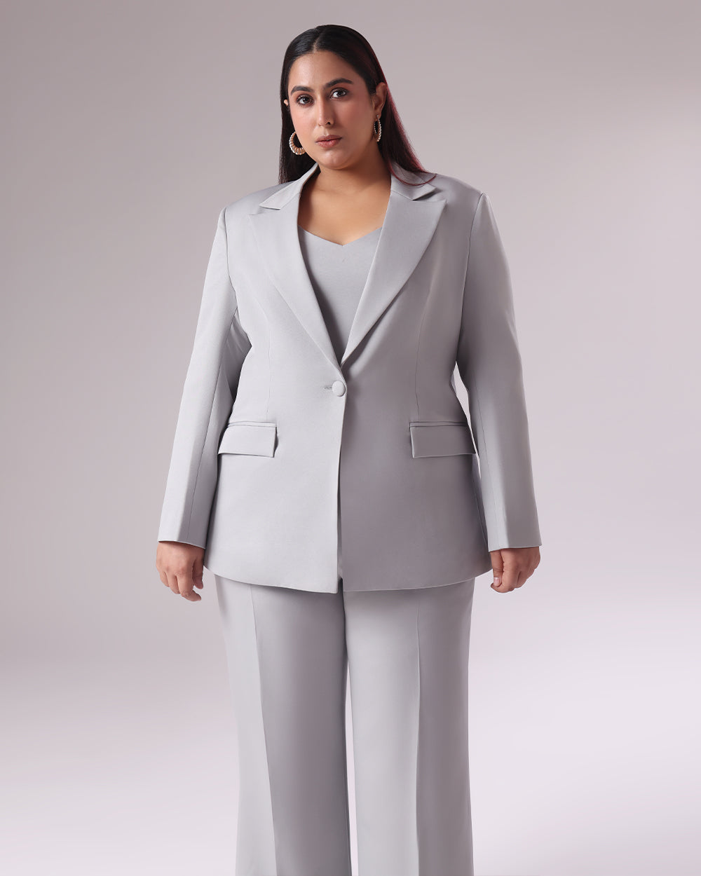 Grey Single Breasted Blazer Suit