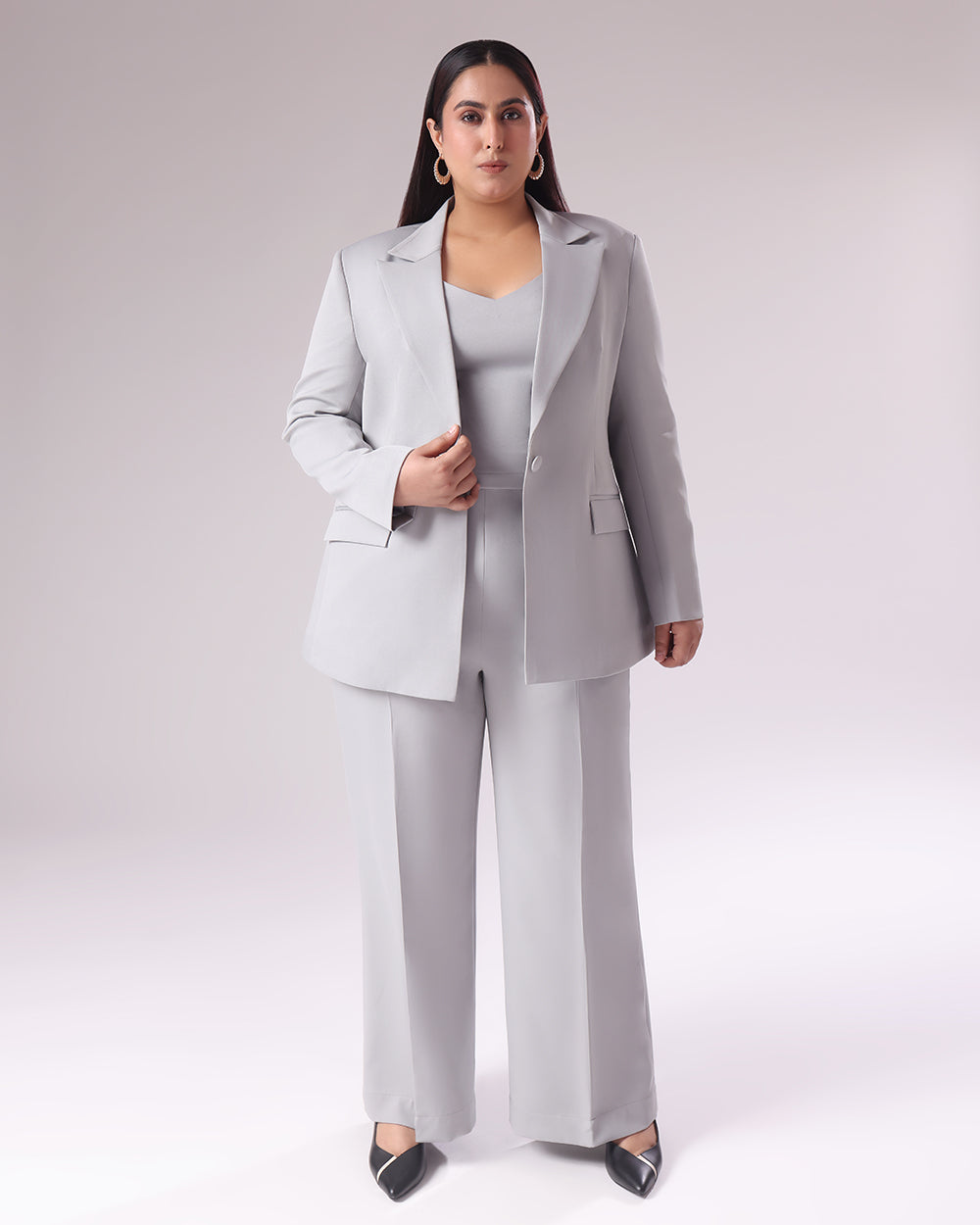 Grey Single Breasted Blazer Suit