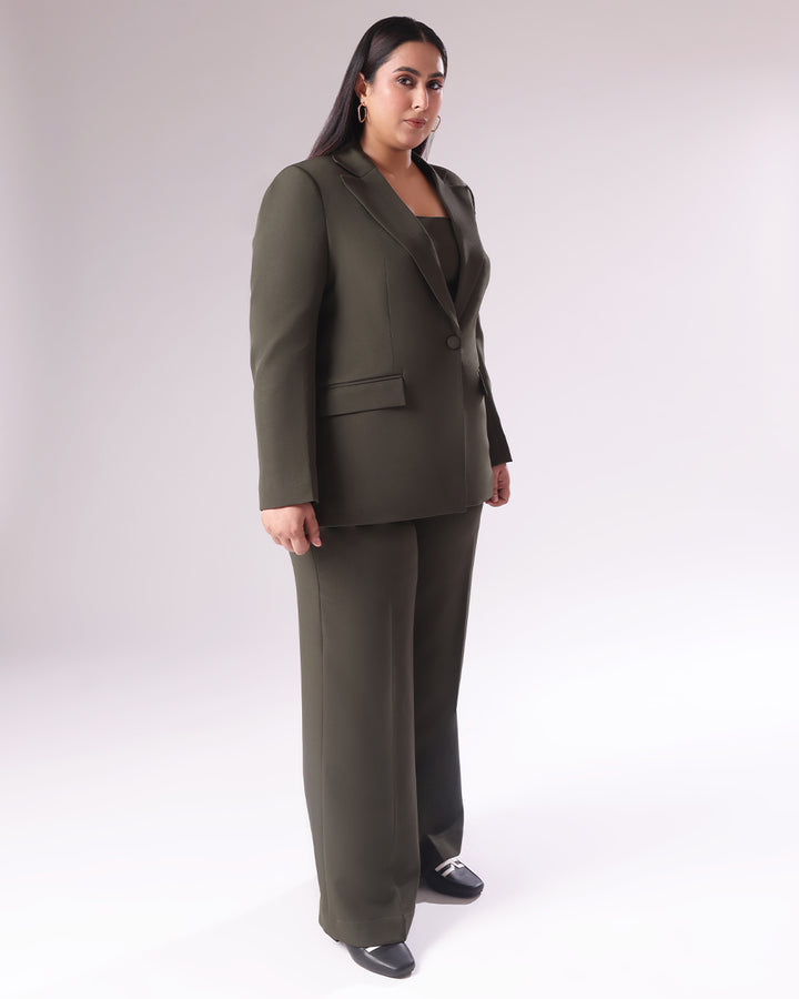 Moss Green Single Breasted Blazer Set