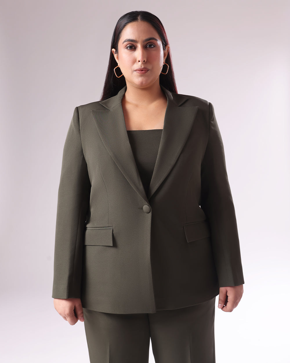 Moss Green Single Breasted Blazer Set