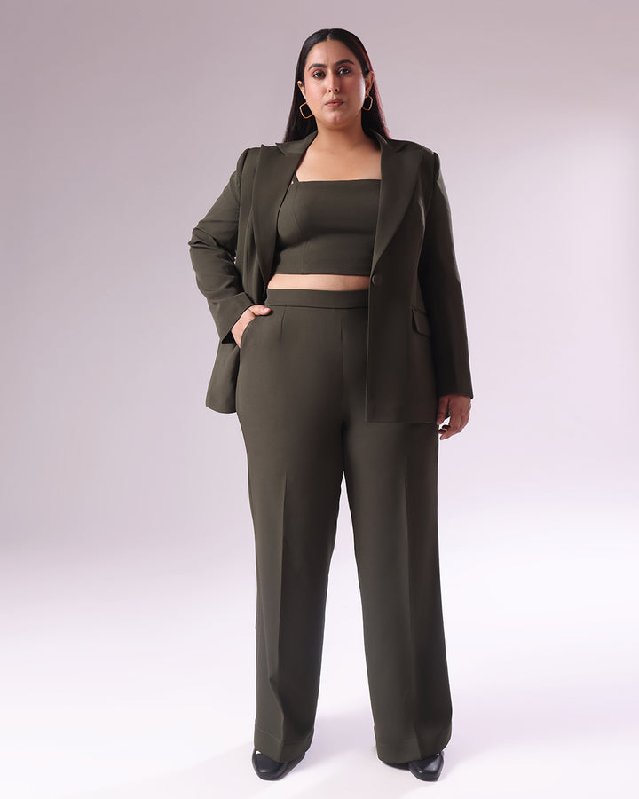 Moss Green Single Breasted Blazer Set