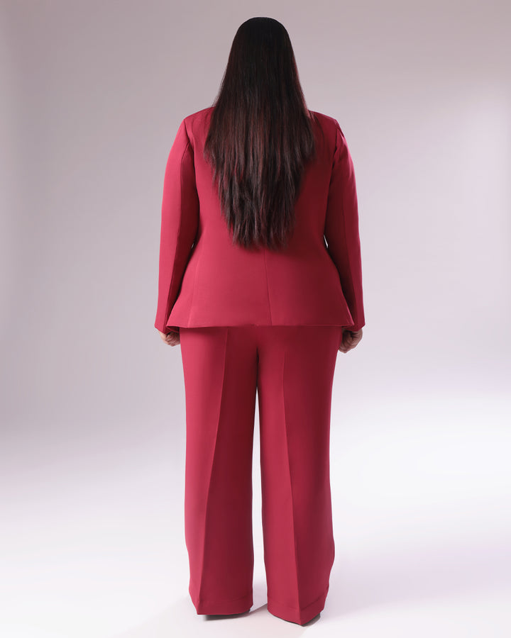 Maroon Single Breasted Blazer Suit