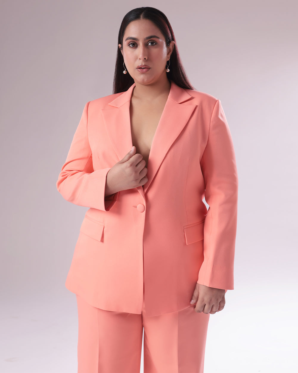 Peach Single Breasted Blazer Suit