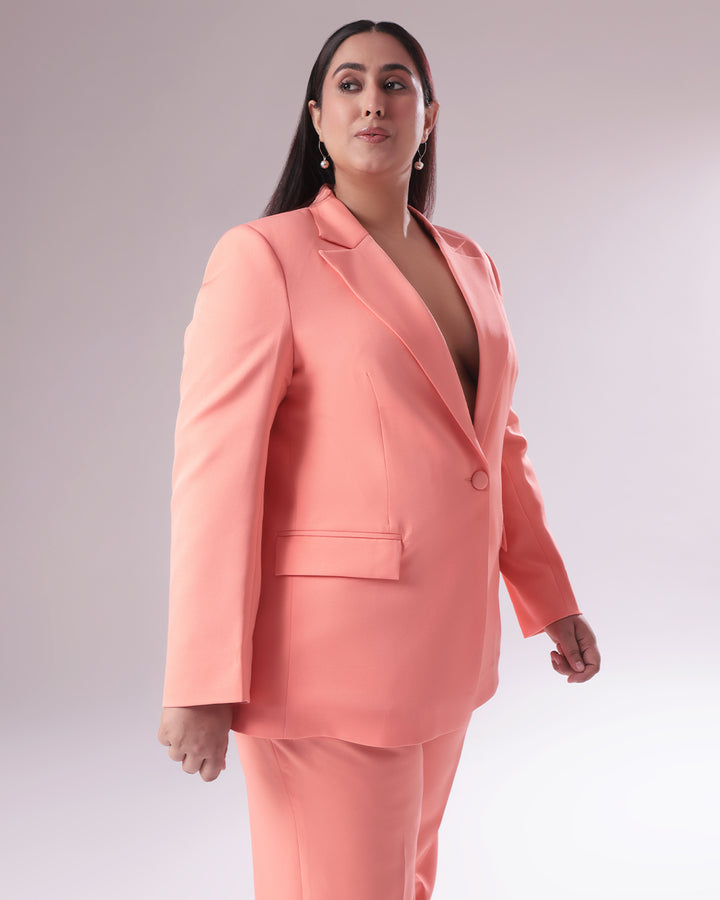 Peach Single Breasted Blazer Suit