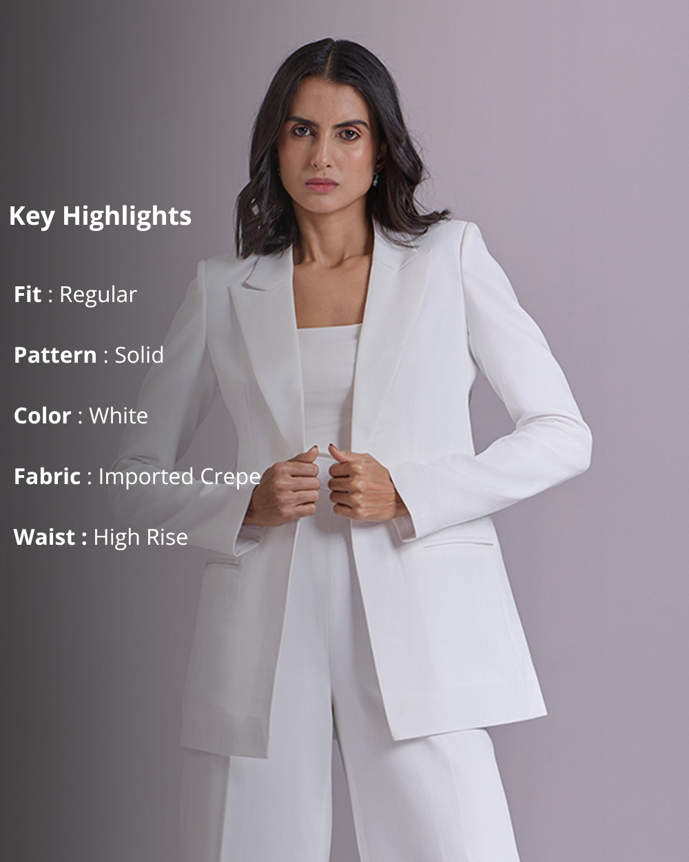 Monica White Single-Breasted Blazer