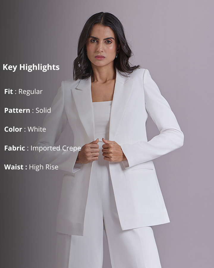 Monica White Single-Breasted Blazer