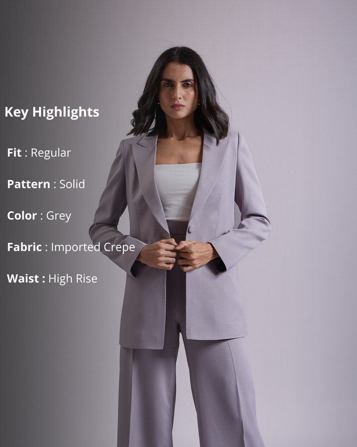 Monica Grey Single-Breasted Blazer