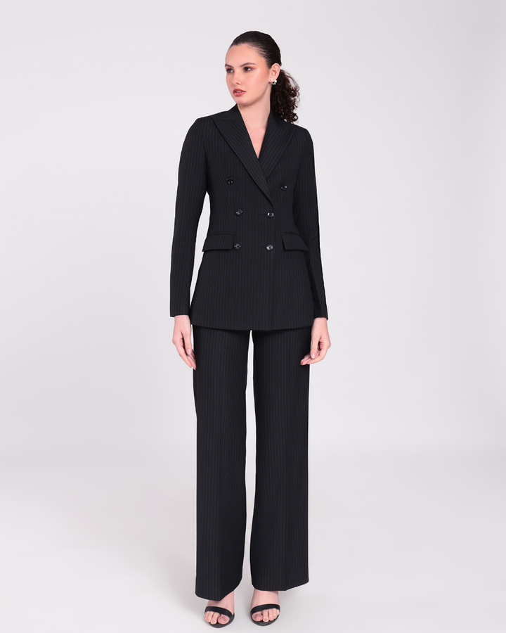 Black Stripe Double Breasted Suit 2-piece