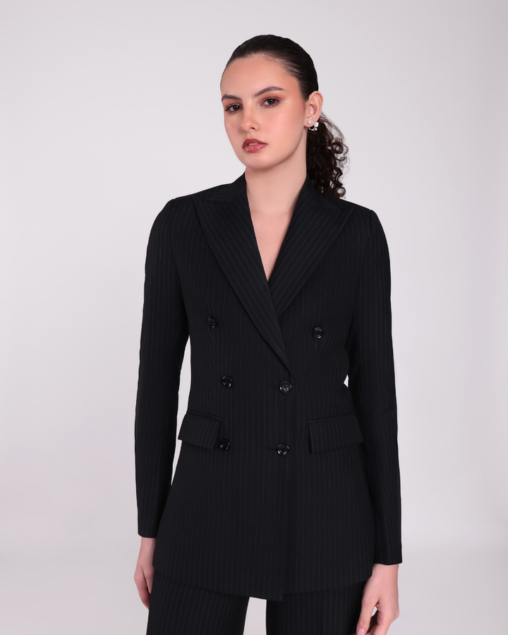 Black Stripe Double Breasted Suit 2-piece