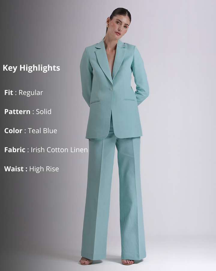 Teal Blue Single Breasted Suit 2-Piece