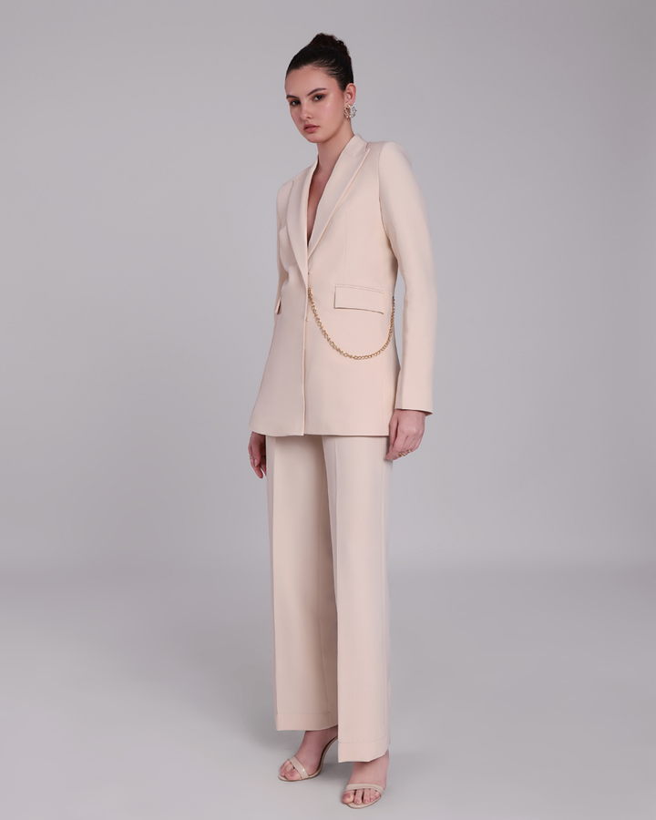Anya Beige Chain Blazer Suit