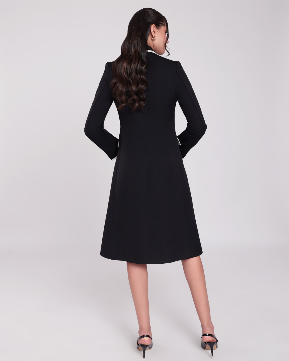 Judy Black Contrast-Piping Blazer Dress