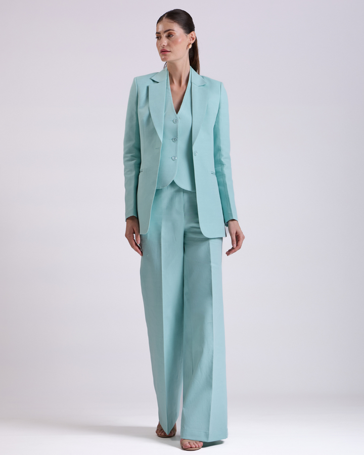 Teal Blue Single breasted 3-Piece Suit
