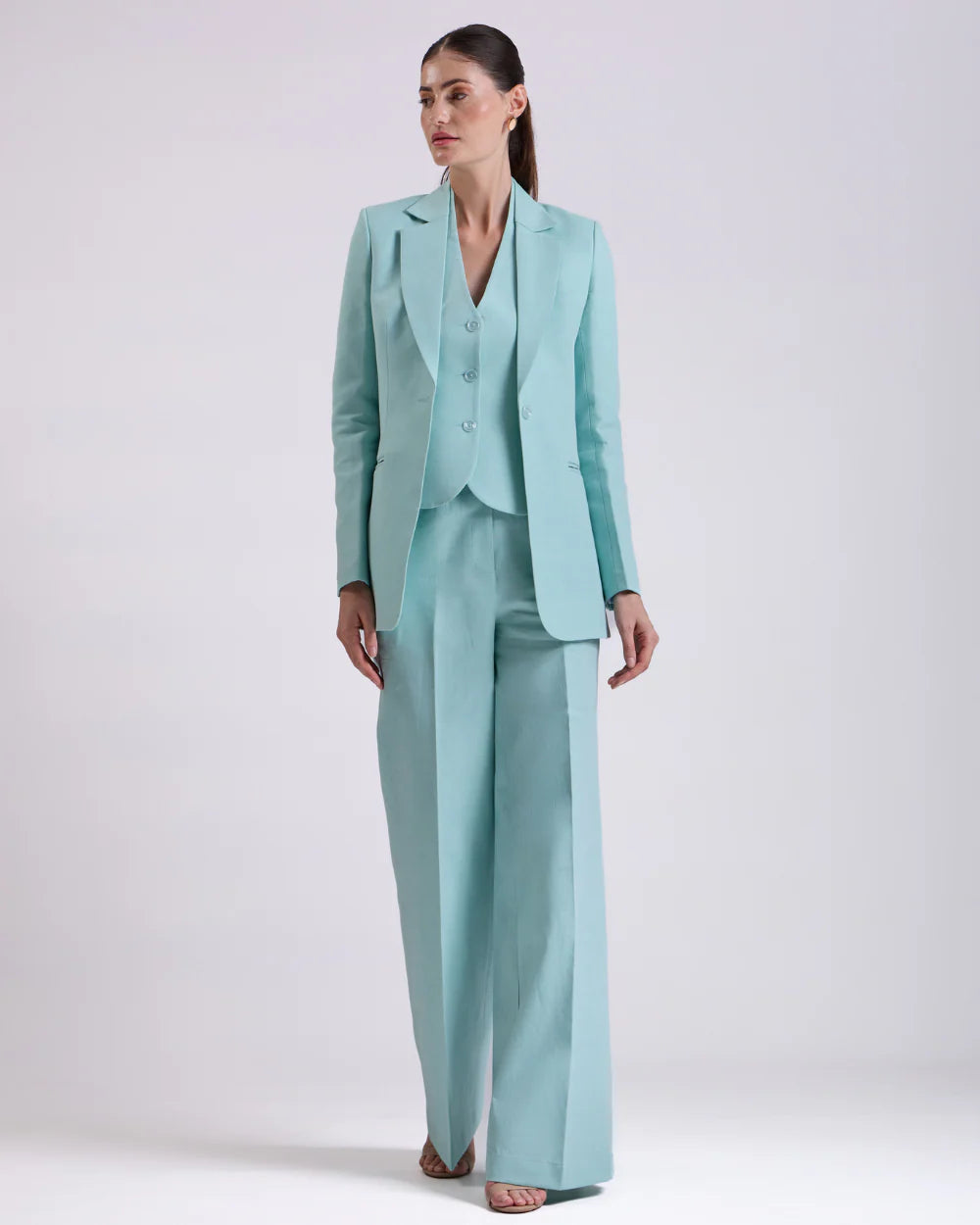 Teal Blue Single Breasted Suit 2-Piece