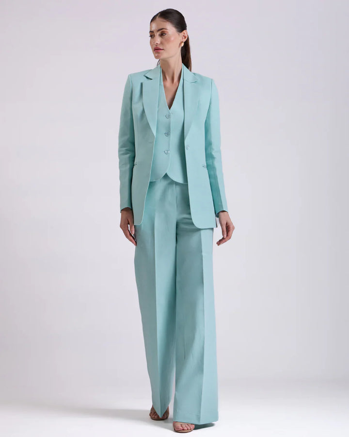 Teal Blue Single Breasted Suit 2-Piece