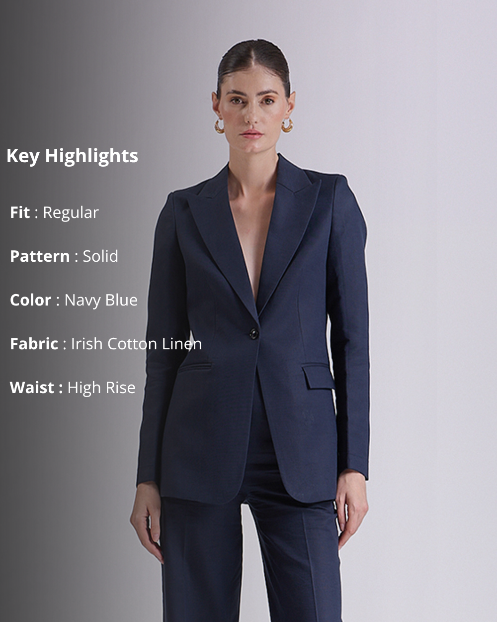 Navy Blue Single Breasted Blazer