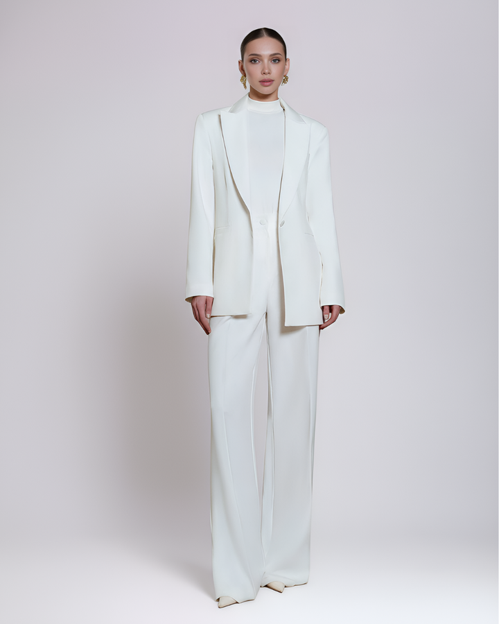 Angelina White Single Breasted Blazer Suit