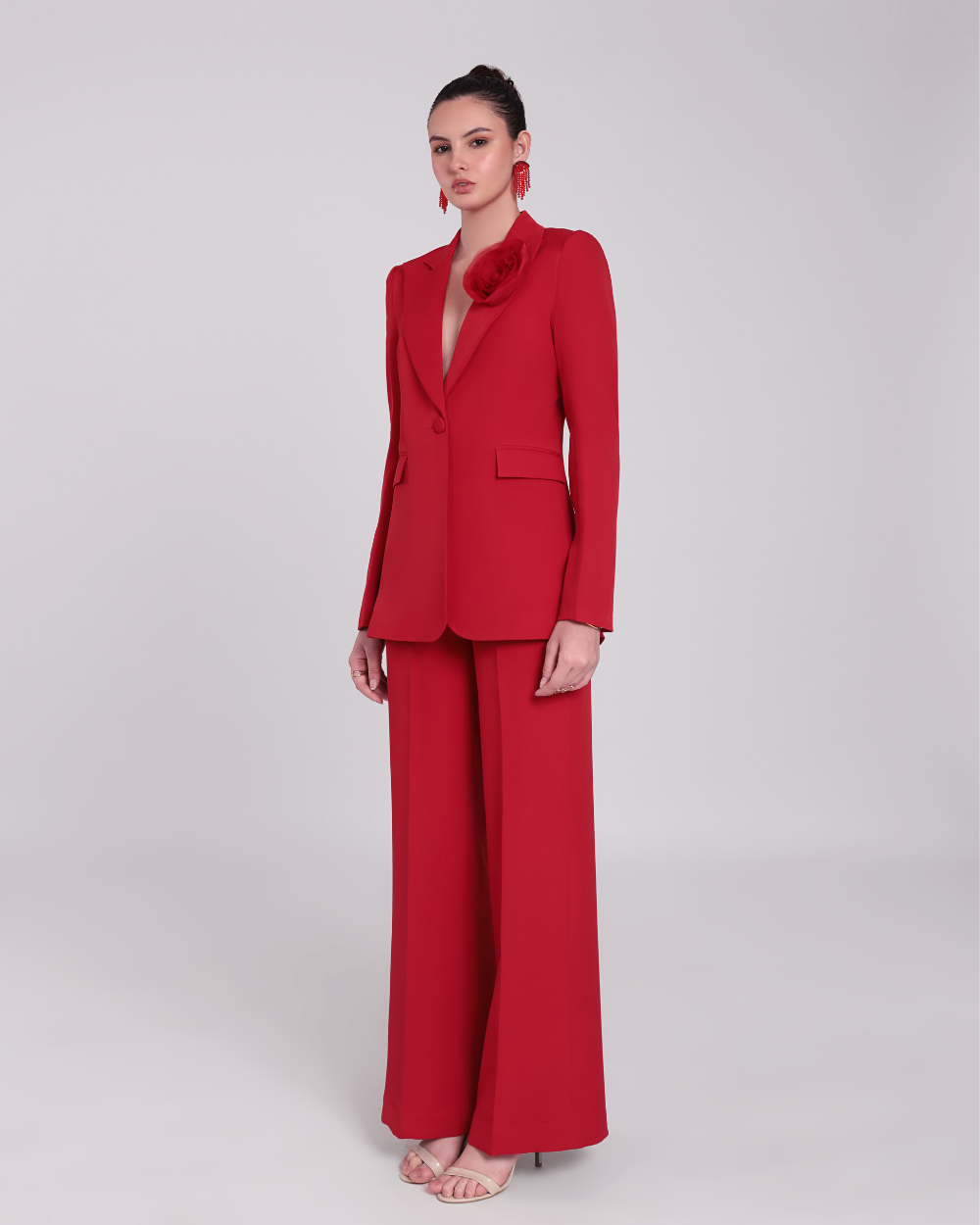 Clara Red Floral Blazer Suit