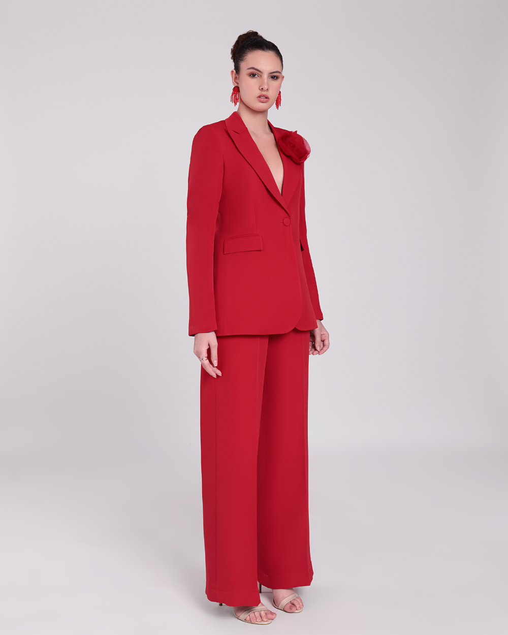 Clara Red Floral Blazer Suit