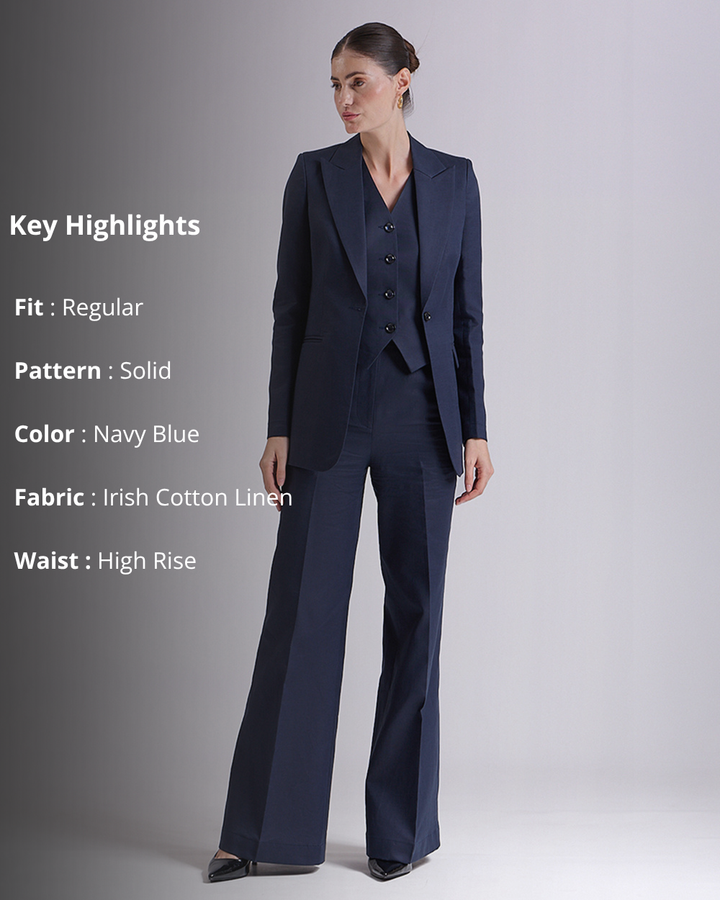 Navy Blue Single breasted 3-Piece Suit