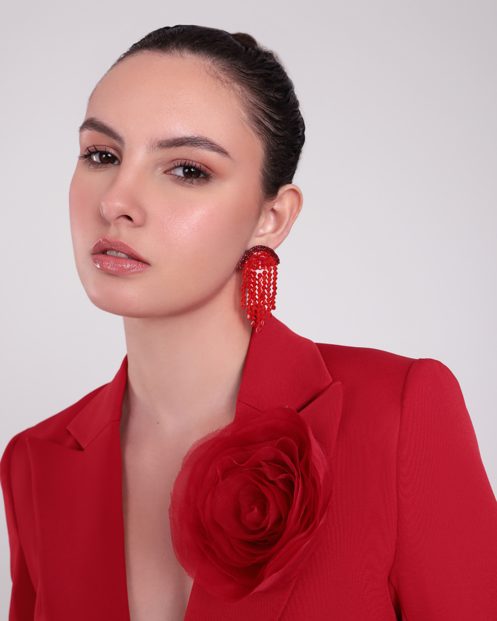 Clara Red Floral Blazer Suit