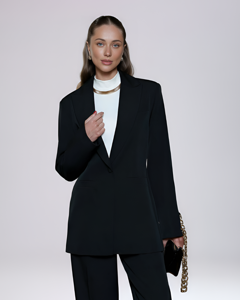 Angelina Black Single Breasted Blazer Suit