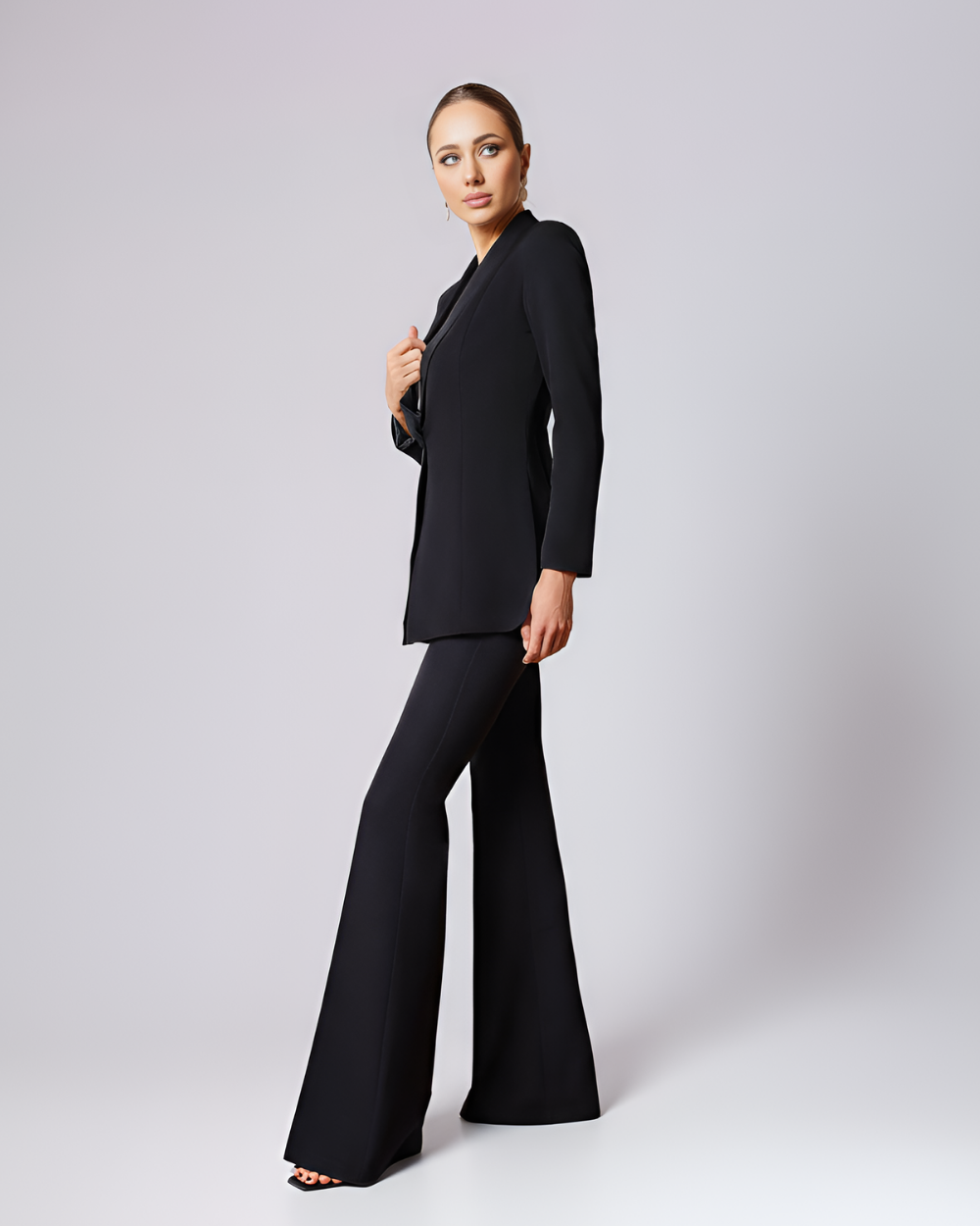 Florence Black Shawl Lapel Blazer Suit
