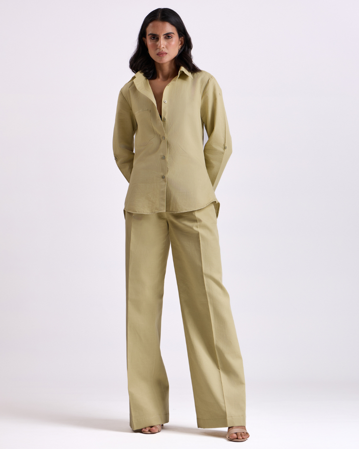 Pista Green Shirt And Pant Set