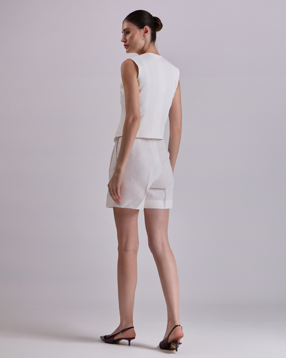 White Waistcoat And Short Set