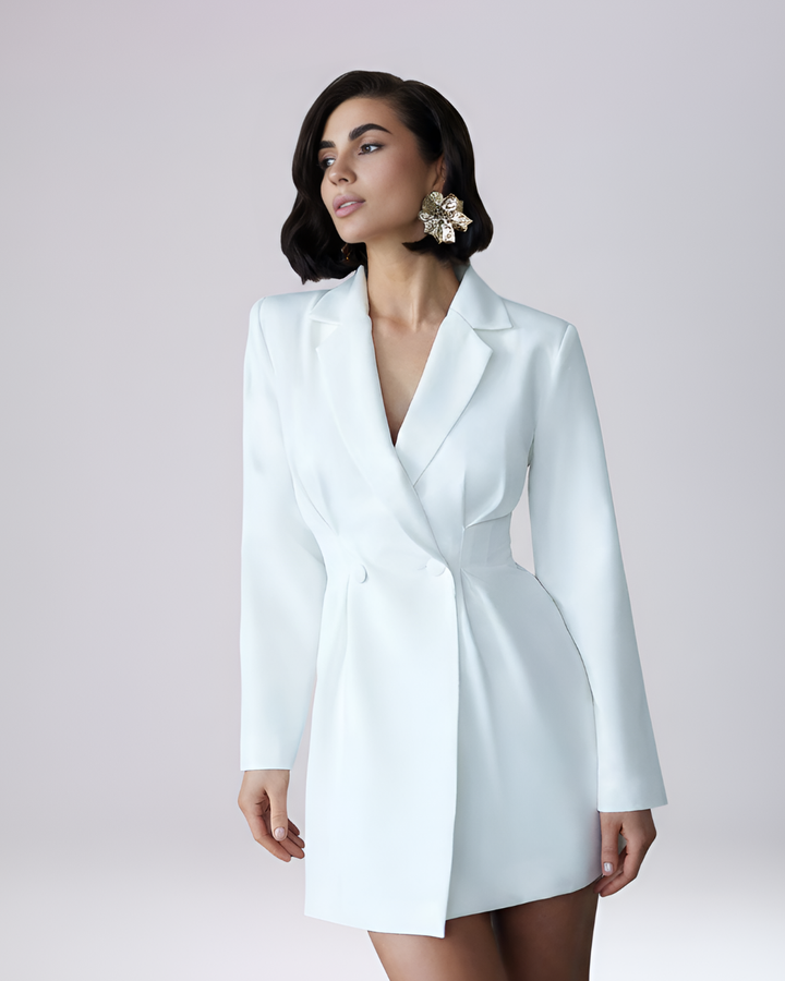 Eva White Double Breasted Blazer Mini Dress