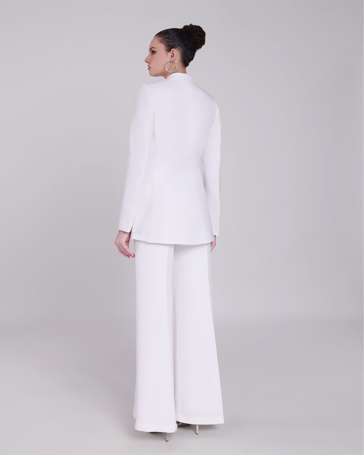 Veronica White Embellished Blazer Suit
