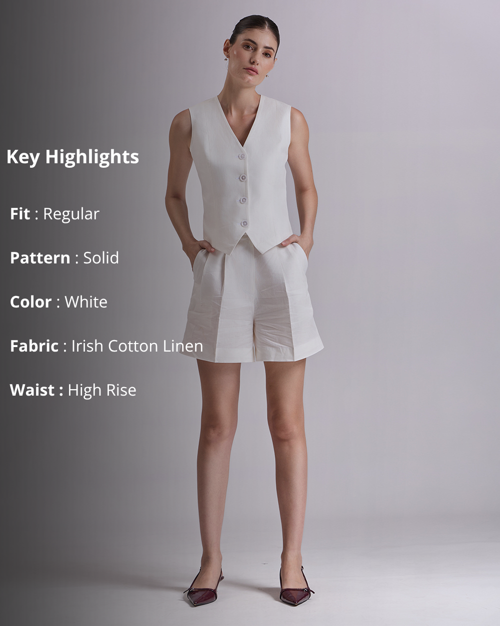 White Waistcoat And Short Set