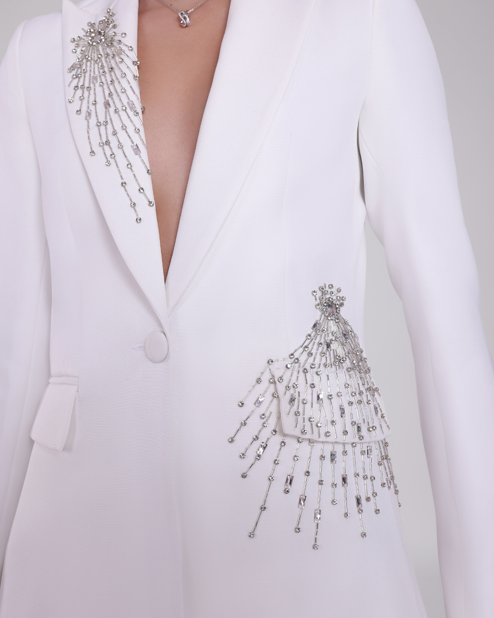 Veronica White Embellished Blazer Suit