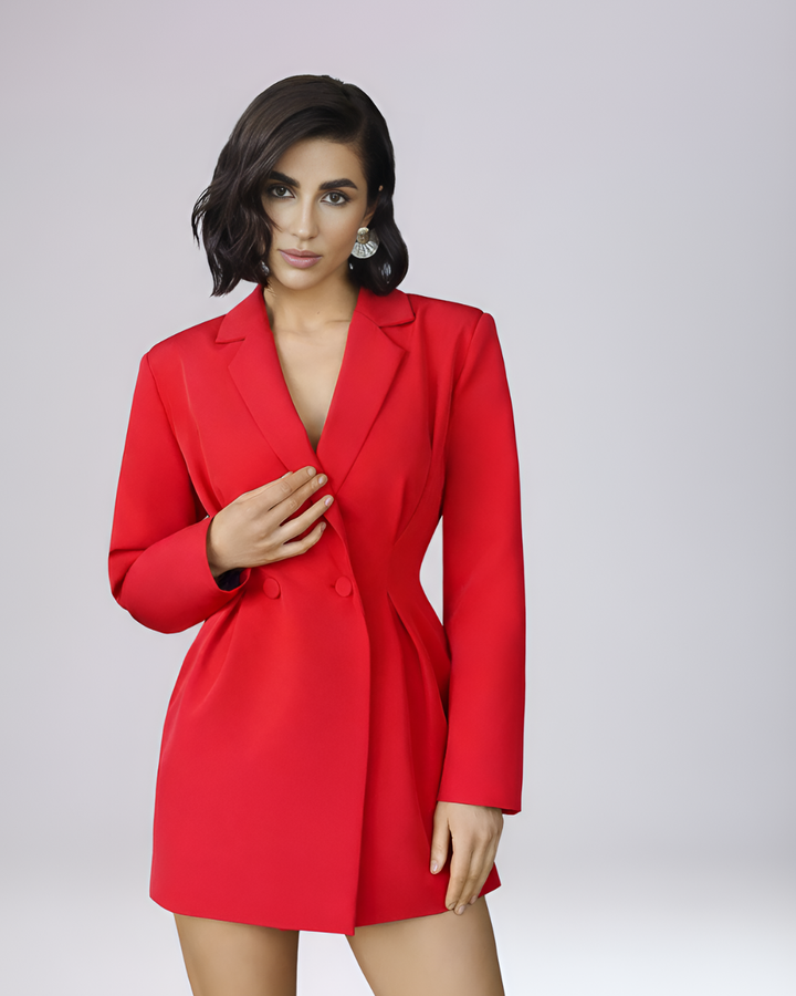 Eva Red Double Breasted Blazer Mini Dress