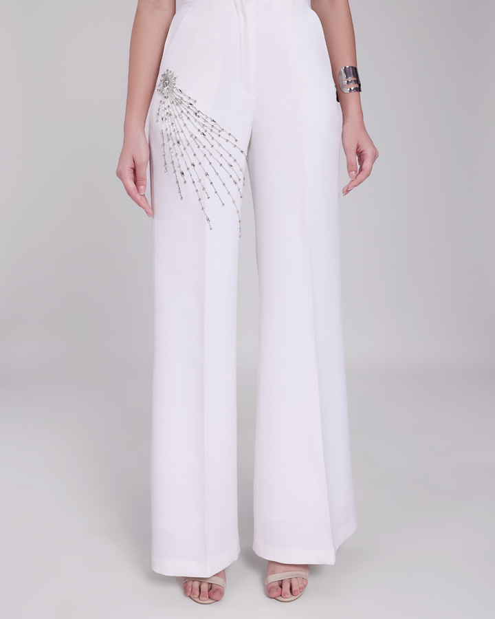 Veronica White Embellished Blazer Suit