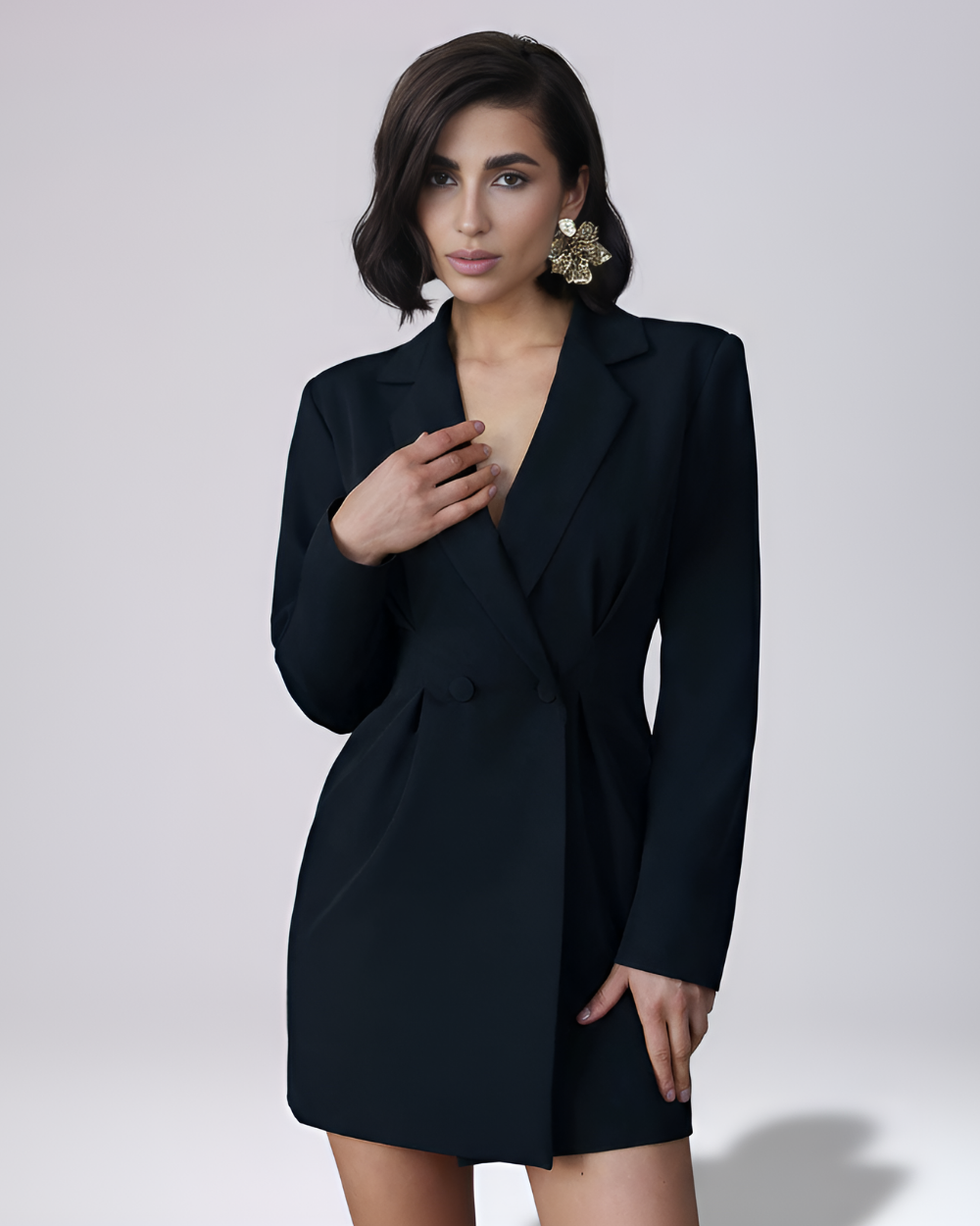 Eva Black Double Breasted Blazer Mini Dress