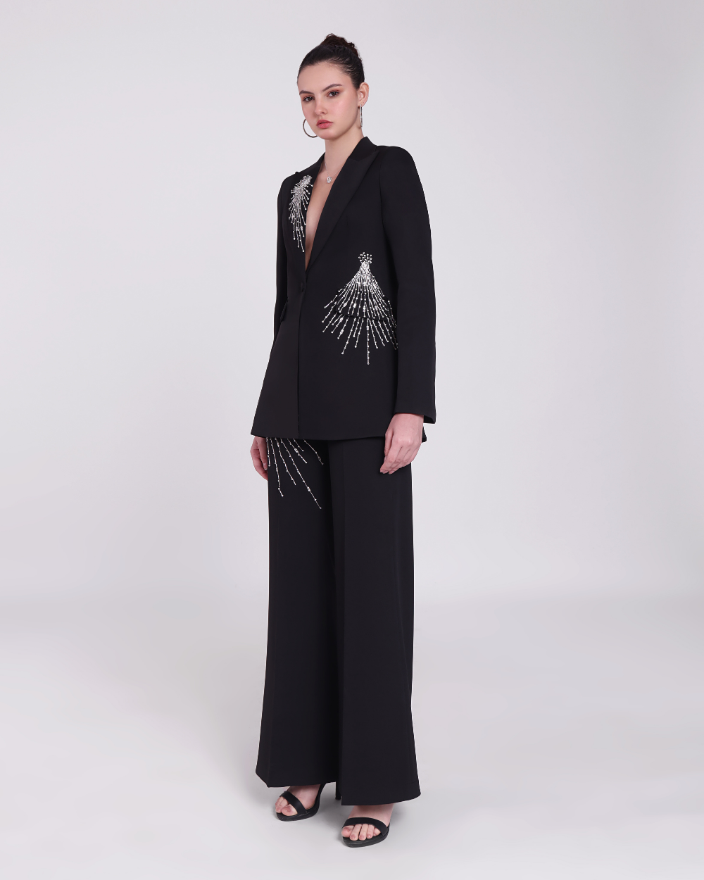 Veronica Black Embellished Blazer Suit