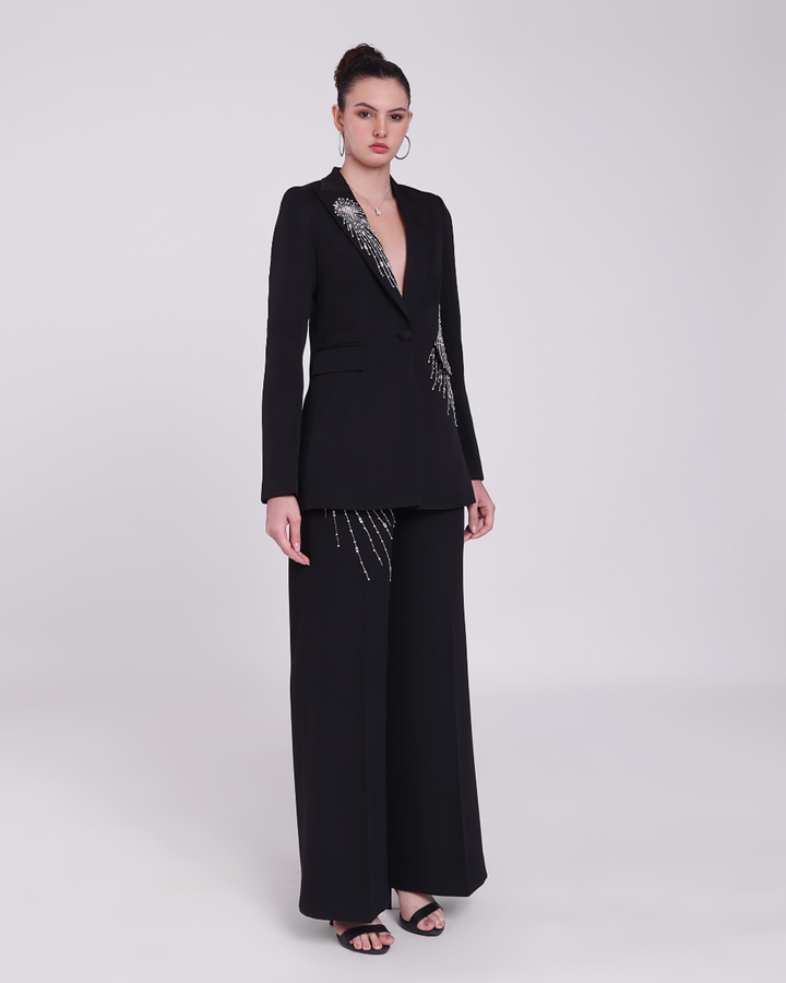 Veronica Black Embellished Blazer Suit