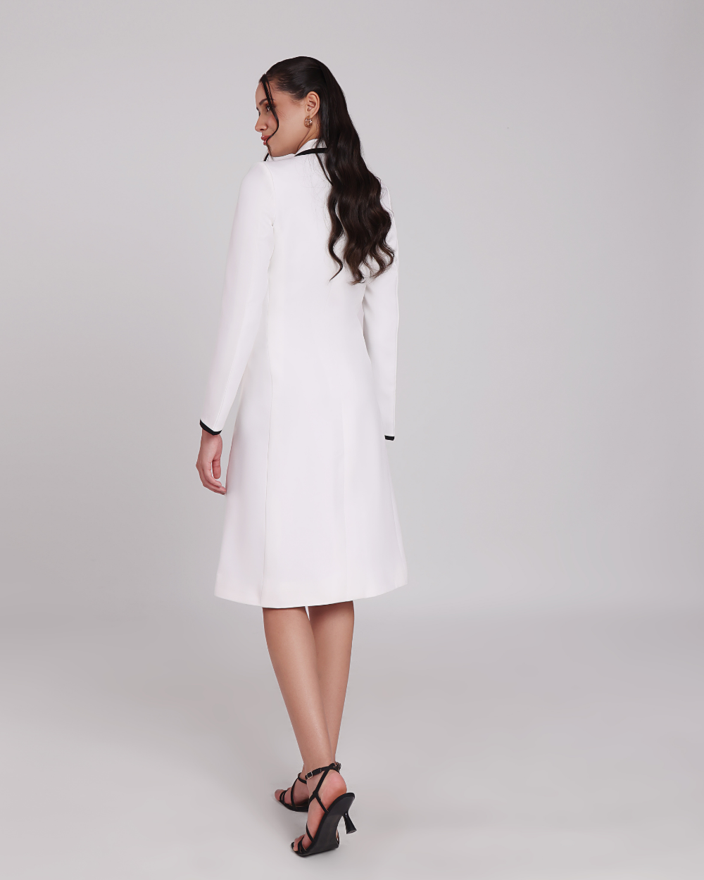 Scarlett White Contrast-Piping Blazer Dress