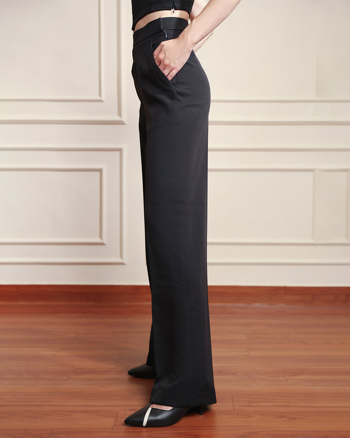 Black Regular straight-fit pants