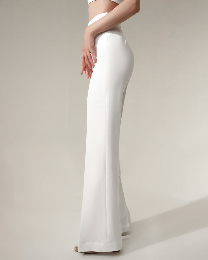 classic white High Waist flared pants