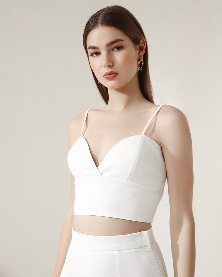 white strappy sweetheart crop top