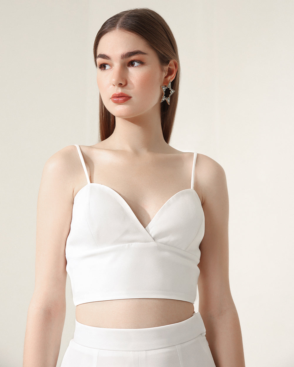 white strappy sweetheart crop top