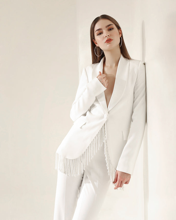 LUXE PEARL WHITE POWER SUIT