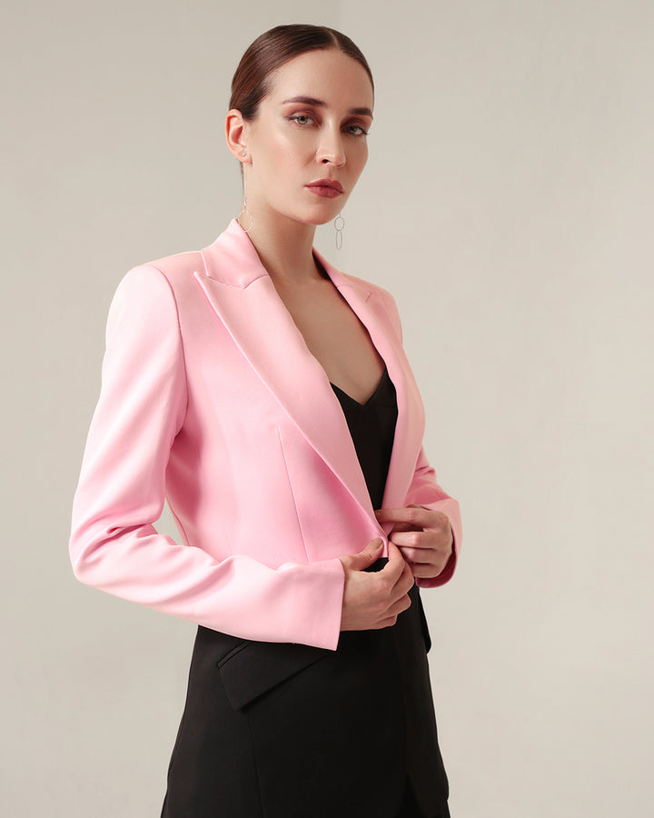 Elegant Pink and Black Blazer Suit