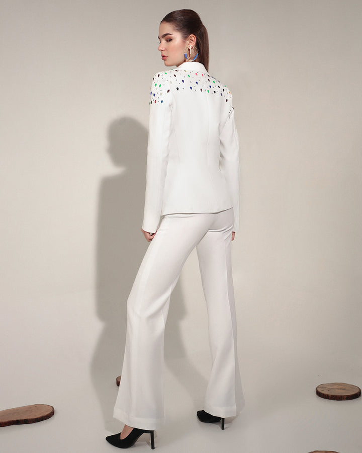 White Spectrum Embellished Blazer and Pant