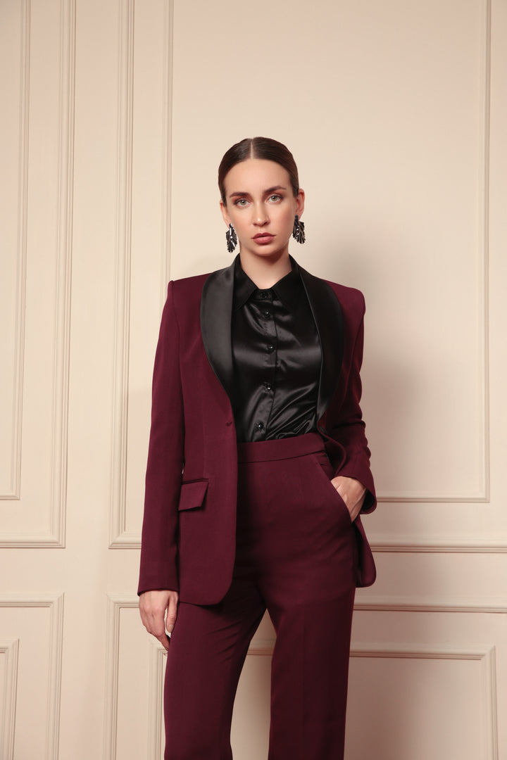 Wine Luxe Blazer Suit