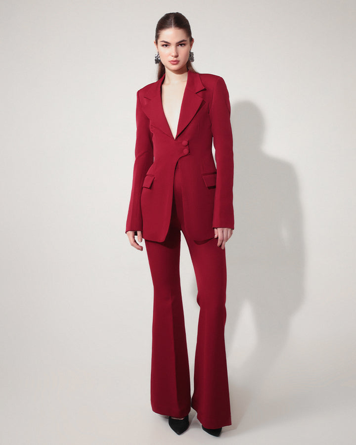 Majestic Maroon Elegance Blazer Suit