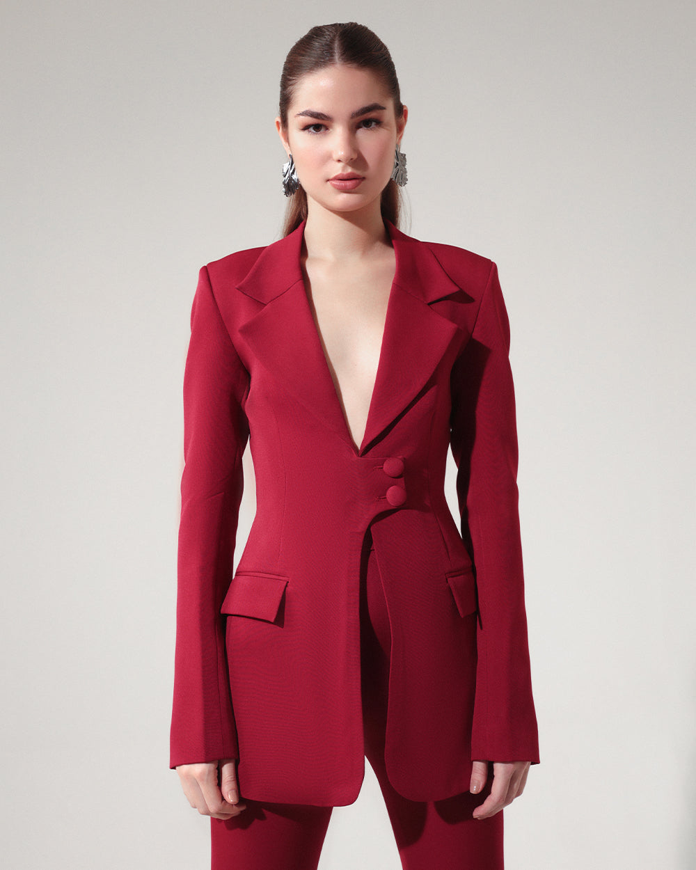 Majestic Maroon Elegance Blazer Suit