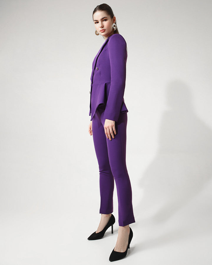 Purple Tailored peplum Blazer Suit